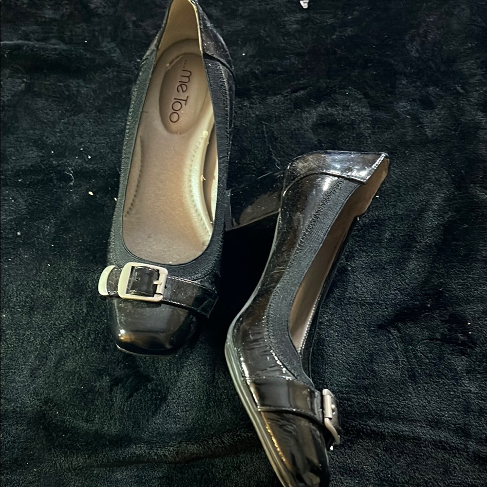 Me Too Black Heels with Elegant Silver Accent